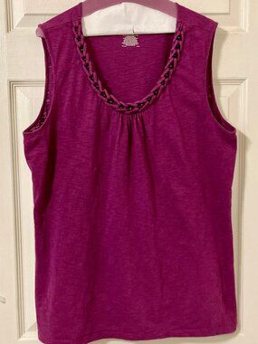Excellent Condition, SZ XL, 100% COTTON, St John's Bay Layering Tank, Fuschia